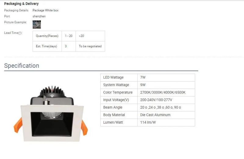 50mm Diameter LED Downlight Square LED Downlight X2a+Sq12