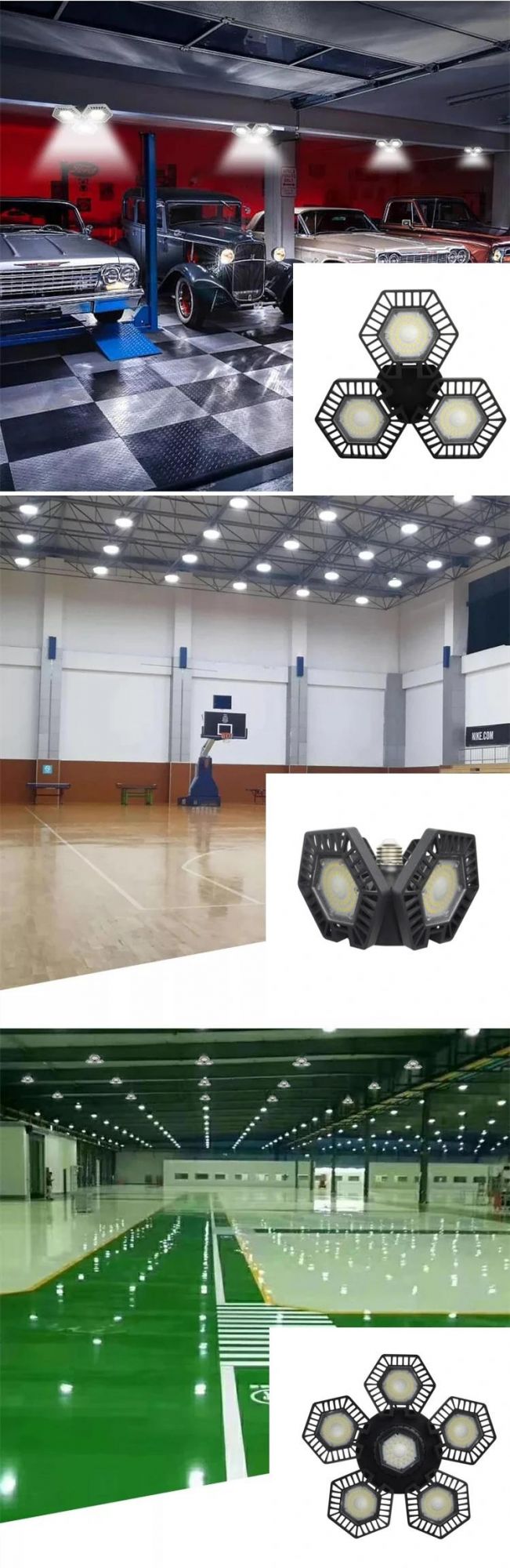 3000K-6500K 120W LED Deformable Garage Ceiling Light