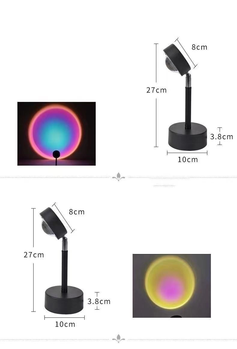 Sunset Lamp Sunset Projector 10W 180 Degree Rotation USB Sunset Glow Light Warm Romantic Visual Night Decorative Lights