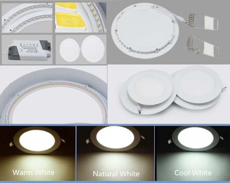 Saso IEC 18W Round Square Wooden White Frame Panel LED Light