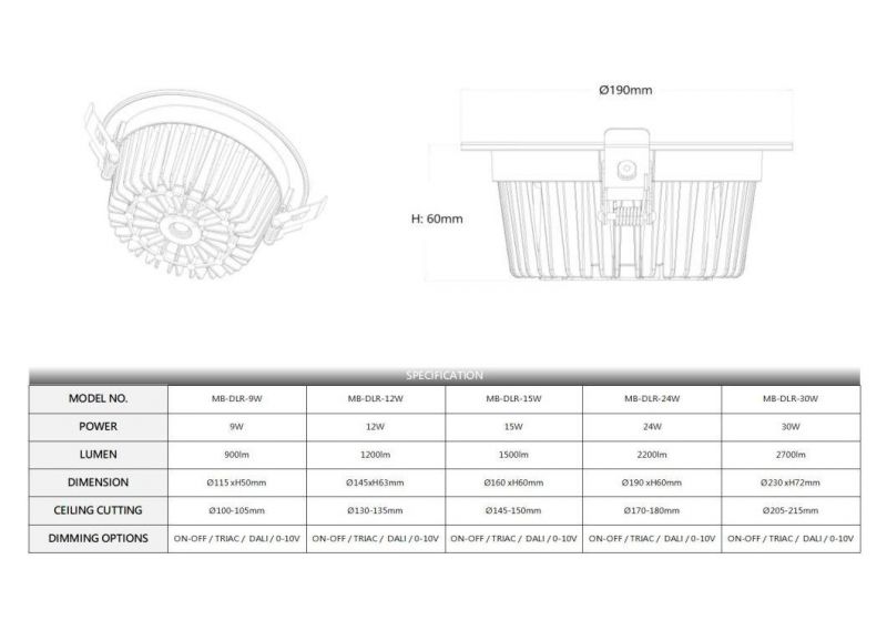 Factory Wholesale Wide Beam Angle Ceiling Light LED Recessed Downlight