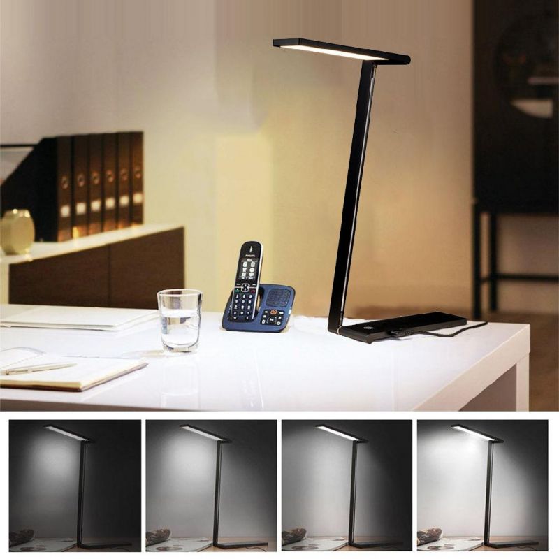 Zl-502, LED Desk Lamp, Full Spectrum, Touch All-Metal Folding Reading Lamp, with Memory Unlimited Dimming High Brightness 12W, High CRI 98, Black