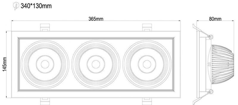 Strong Power Newest COB Grille Lighting 36W Venture Lights for Clothing Shop Three Heads Downlight