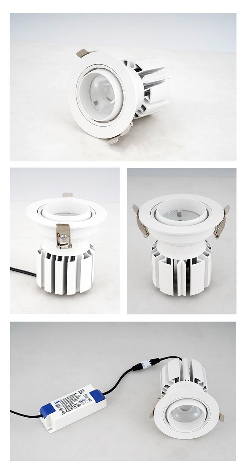 Deep Anti-Glare COB Spotlight Adjustable Angle Background Bull′s Eye Lamp Ceiling LED Down Light