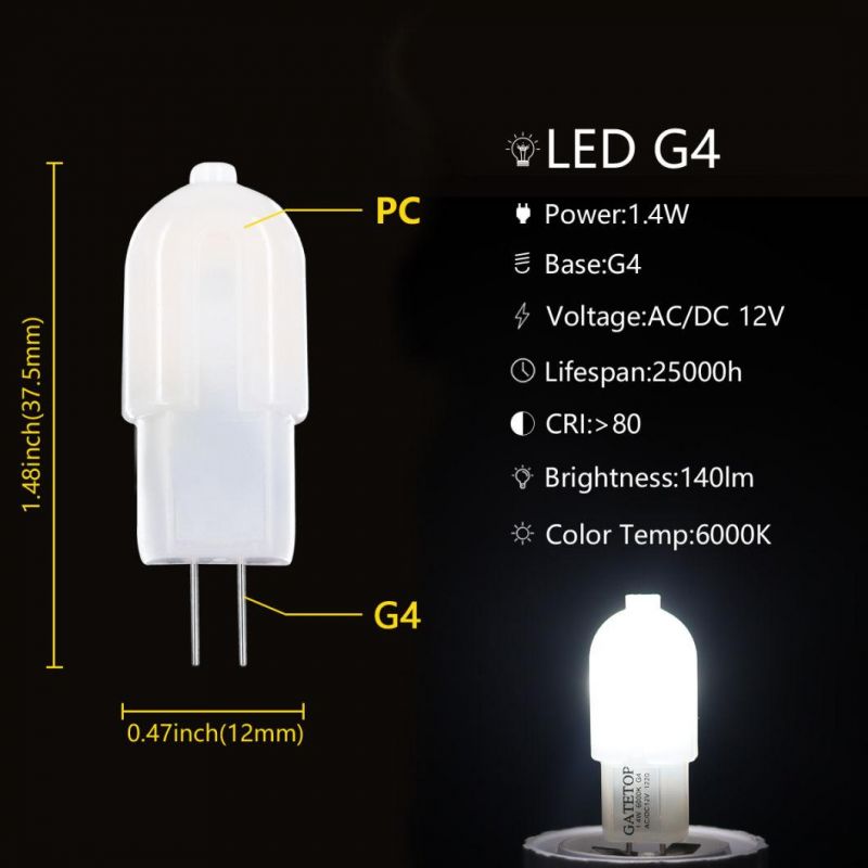 Chinese Supplier of 12V LED Mini Bulb Plastic G4 1.4W 2835SMD LED Lamp for Room Decoration Indoor Light