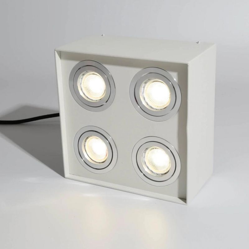 Square Downlight LED Multi-Angle Spotlight White GU10 MR16 Aluminum Housing