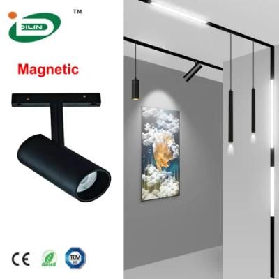 New! 12W 20W DC48V Black or White Fixture Dimmable Linear Rail COB Magnetic LED Track Lights