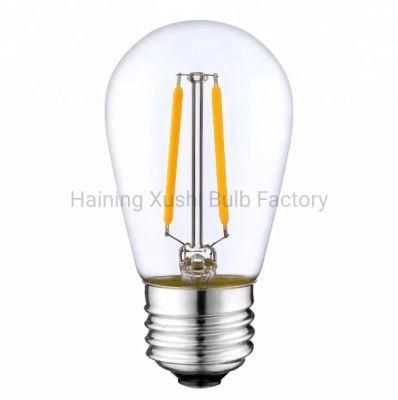 UL /ETL Outdoor Decorative Lighting Plastic Cover 2200K 2800K 110V 130V 220V 240V 1W 2W S14 LED Filament Bulb, S14 Christmas Light