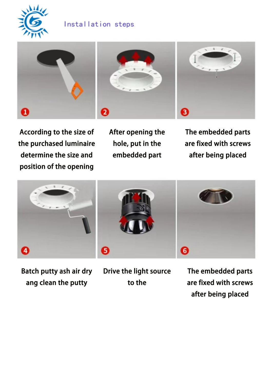 Integrated Bezel-Less Recessed Circular Ceiling Lamp Color Temperature 3000K/4000K/6000K, CE, RoHS, IP54