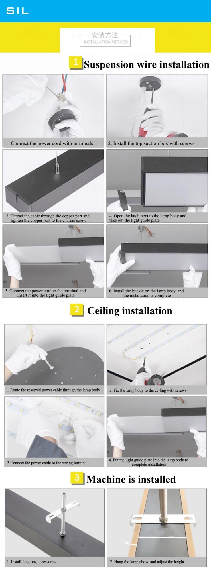 60W Aluminum Office Pendant Linear Strip Lighting Linkable LED Linear Light LED Panel Light