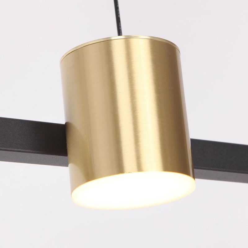Masivel Lighting Modern Pendant Light Linear Aluminum Brass Cylinder Decorative LED Chandelier Light