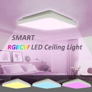 Intelligent Dimmable CCT Adjustable Tuya WiFi Amazon Alexa Google Home Smart Phone Voice Control Indoor Surface Ceiling Lamp Square