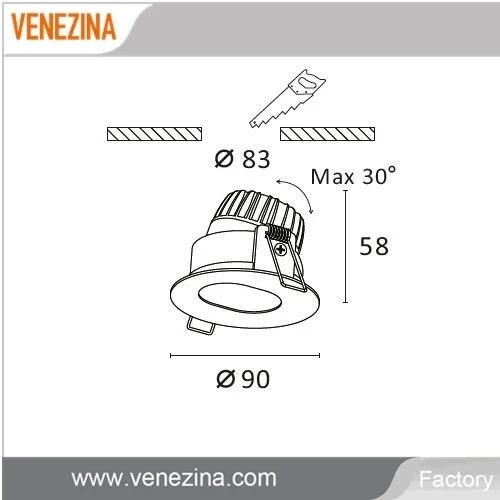 E6023 Waterproof 10W Adjustable COB LED Down Light Ceiling Recessed LED Downlight IP65