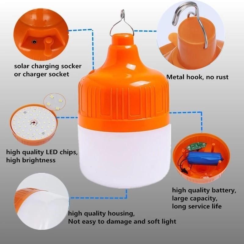 Camping Hiking Fishing LED Rechargeable Solar Light Bulb