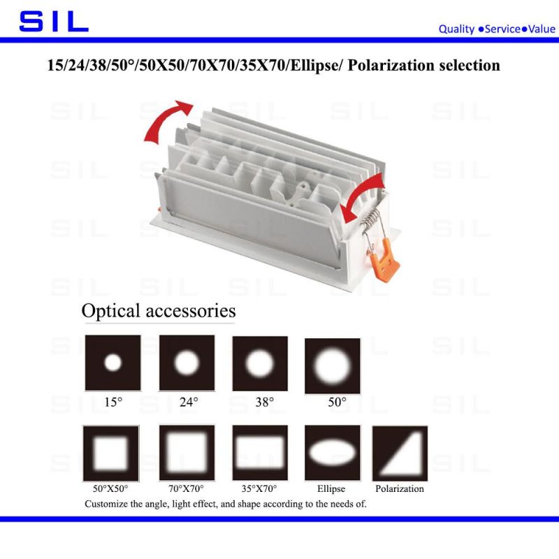 20W Die Casting Heat Dissipation Structured LED Single Row Embedded Spotlight