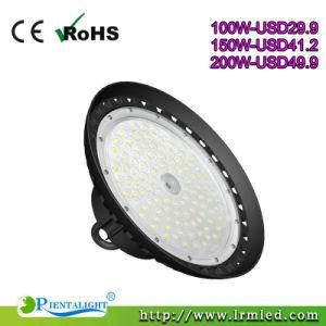 Low Price Warehouse Lighting Waterproof Sensor 100W 150W 200W Industrial UFO LED High Bay Light