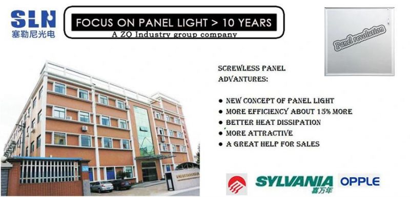 Screwless Integrated/Clip-on LED Panel Light/LED Ceiling Light, PMMA, >100lm, Ugr<17, 5 Years