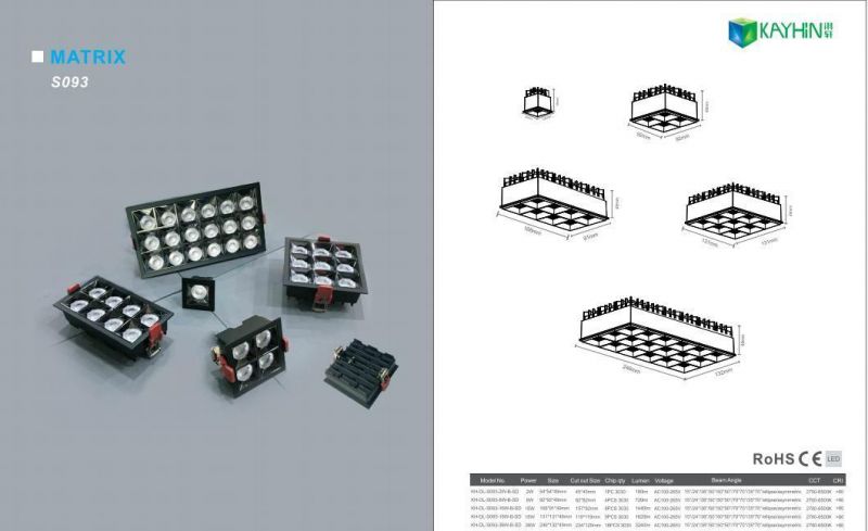 Matrix Linear LED Downlight CRI80 CRI90 2W 6W 8W 10W 16W 18W 20W 30W 36W LED Down Light