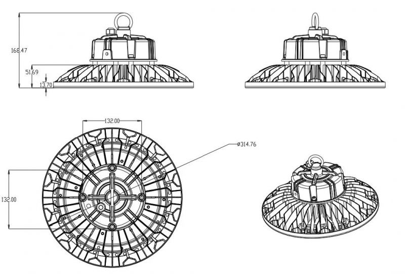 UFO Highbay Light Beammax Factory Customizing IP65 Industrial 150W LED High Bay UFO LED High Bay Light Ce Cloud