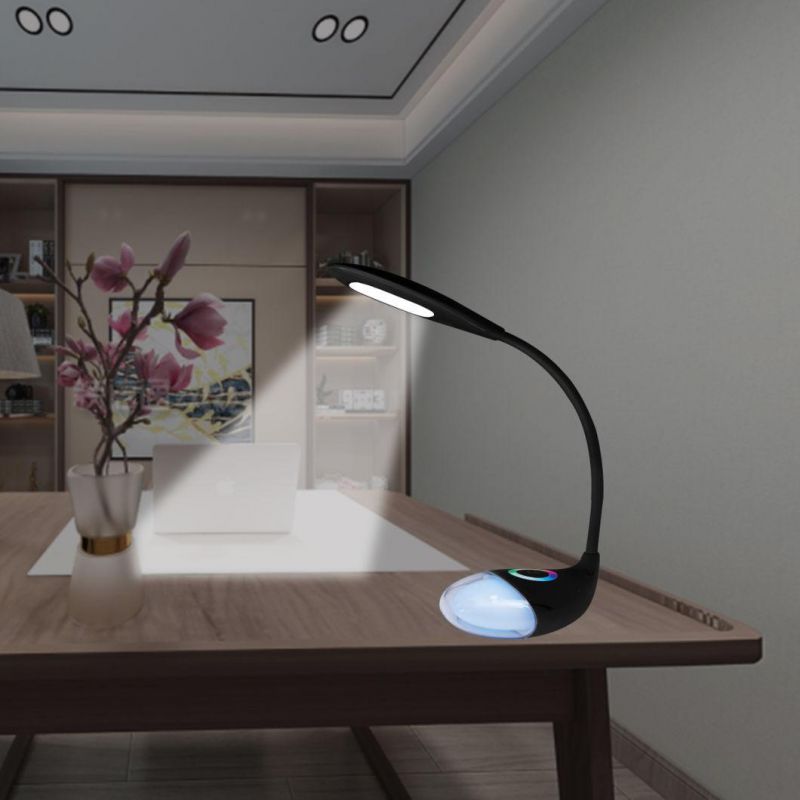 Student Study Desk Lamp Gooseneck Table Lamp with RGB Color Change Base