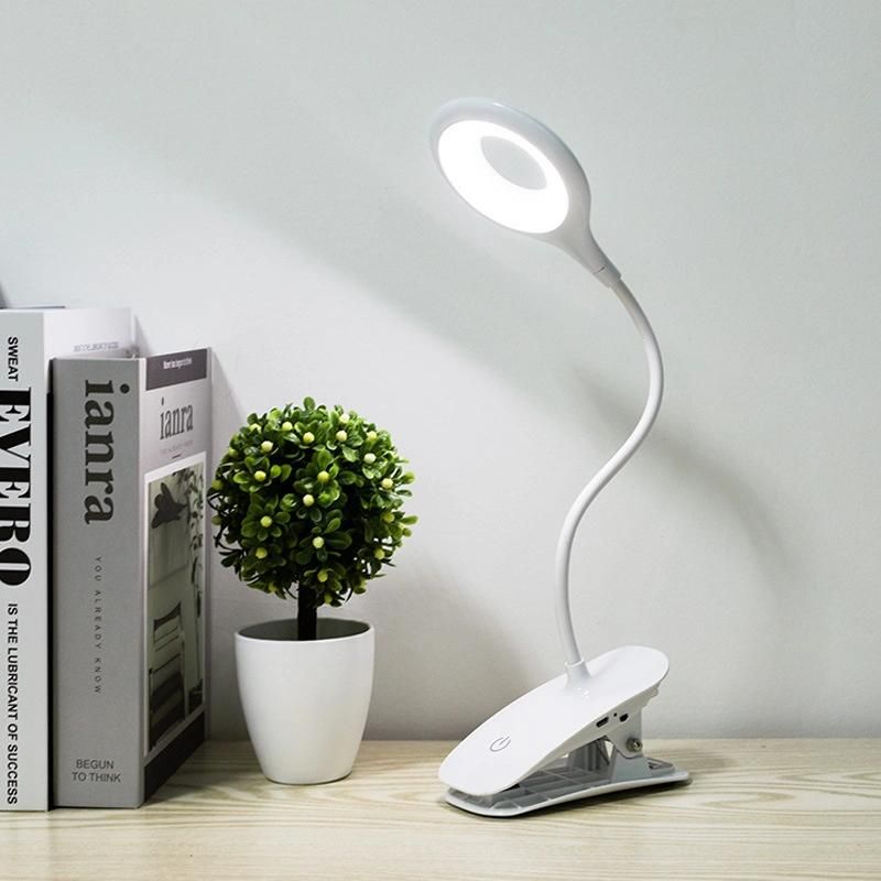 USB Rechargeable Slick Touch Control LED Clip on Book Reading Light