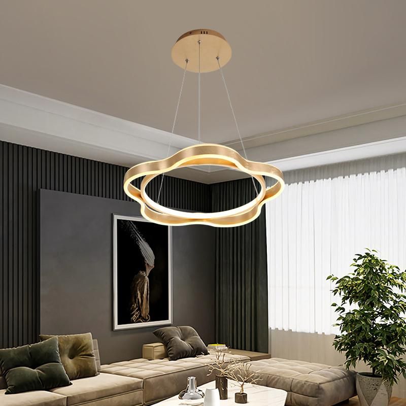 Unique Design Atmosphere Golden Flower-Shaped LED Chandelier