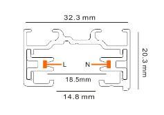 2-Wire Copper Flat Single Circuit Track Global Ceiling Lighting Spotlight Track 1 Meter