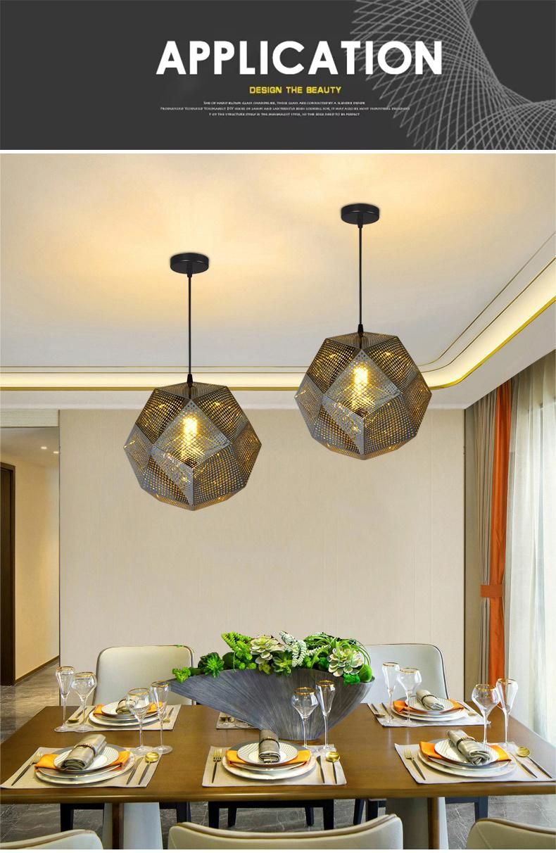 Postmodern Living Room Villa Fashion Clothing Shop Creative Polyhedron Pendant Light LED Etched Chandelier