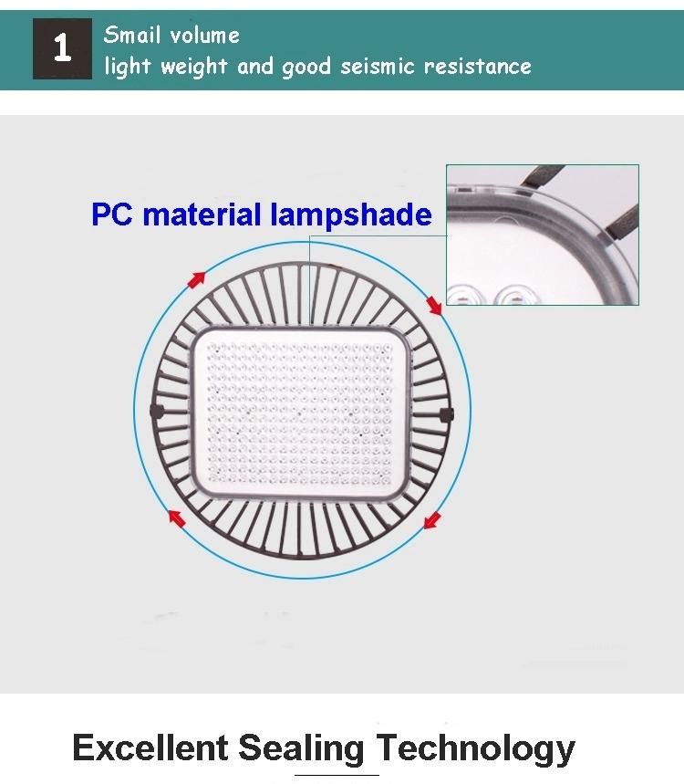 150W 50000 Hours Wholesale IP65 Factory Warehouse Industrial 100W 150W UFO LED High Bay Light