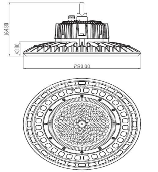 160lm/W Round 100W UFO High Bay LED Light with Alumilum PC Cover