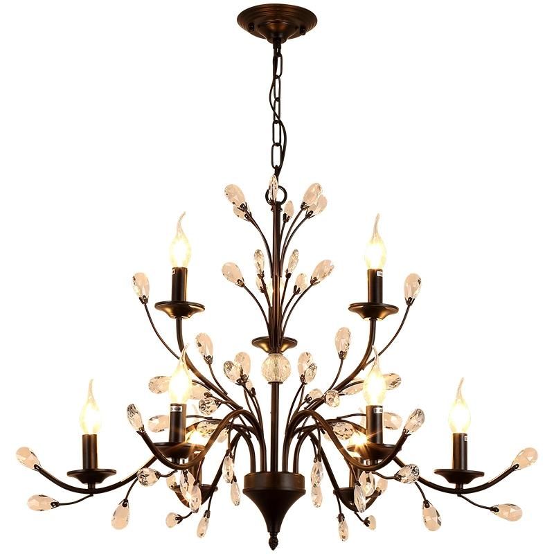 Wholesale Home Vintage Art Living Room Black Iron Lustre Type Lamp Pendant Lights Chandelier