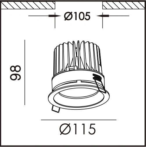 IP44 Round Ceiling COB Downlight Recessed COB Down Light 5 Year Warranty