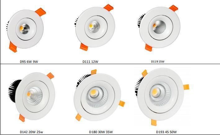 COB LED Ceiling Down Light with Brand Driver 5 Years Warranty Flicker Free