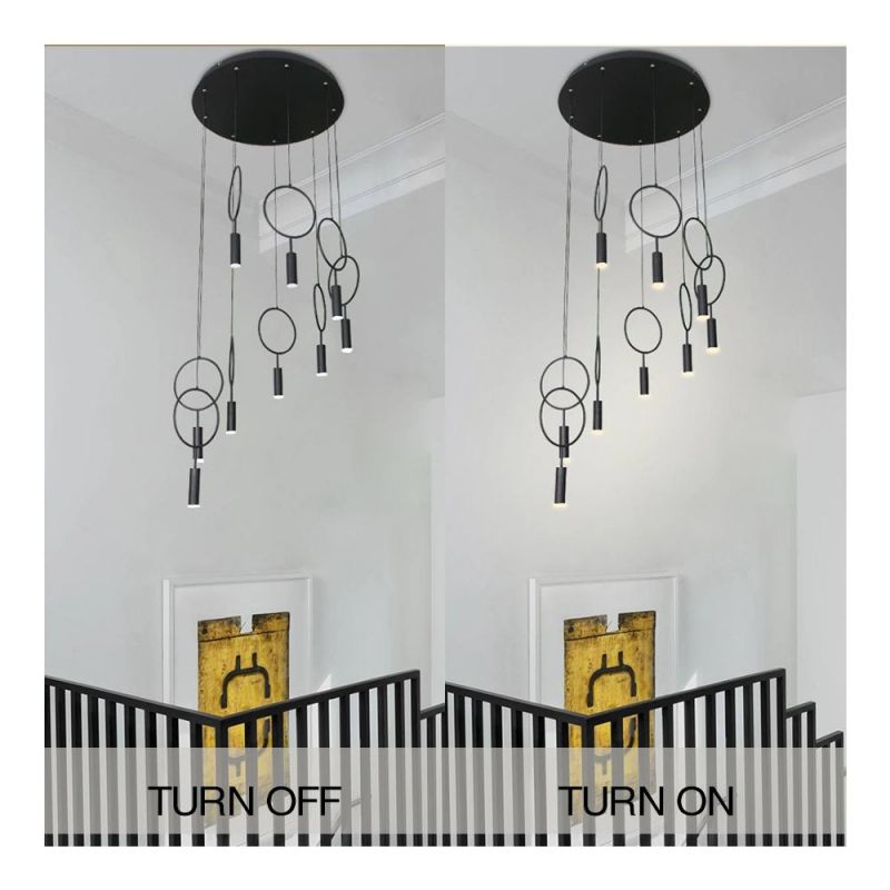 Masivel Black Stylish Simple Chandelier Light for Hall Hotel Living Room