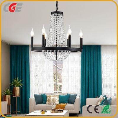 American Country K9 Crystal Chandelier Living Room Dining Room Lighting Vintage Home Decoration Lamp Fixtures