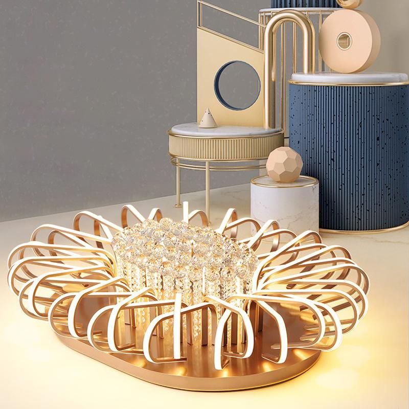 High Power Modern Aluminum Minimalist Design Crystal Flower Shape Furniture Lighting LED Ceiling Light