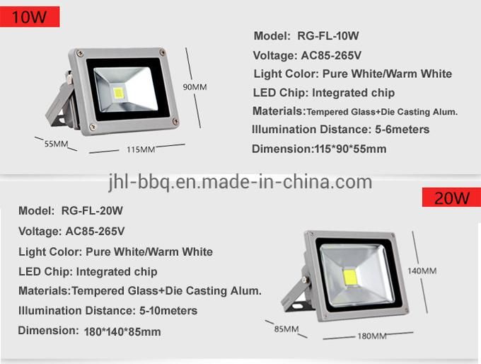 LED Flood Light Special Designed for Application in Outdoor with IP65 Waterproof Aluminum Die Casting Shell and Diffuse 30W/50W/100W/150W/200W