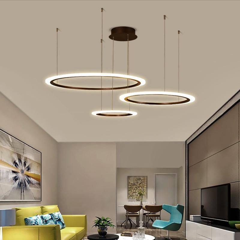 Modern Decoration Circle LED Dimmable Chandelier Pendant Lights Hanging Adjustable Indoor Light