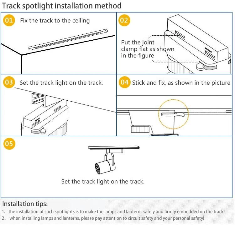 Adjustable Angle Rotating Design COB LED Focus Spot Track Rail Light LED Spotlight