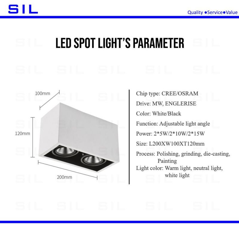 Aluminum Anti-Glare 3X10W Commercial Hotel Indoor Recessed Mounted LED Spotlight