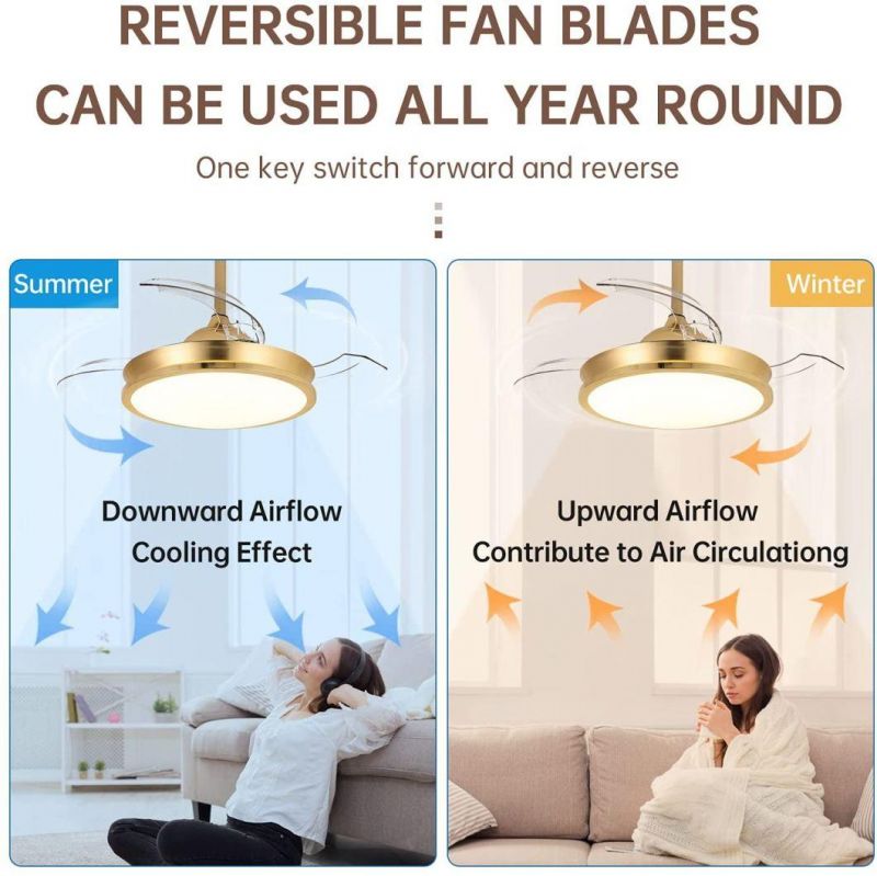 Ceiling Fan Home Decorative Low Power Energy Saving Silent Remote Control Hidden Bladeless LED Ceiling Fan Light