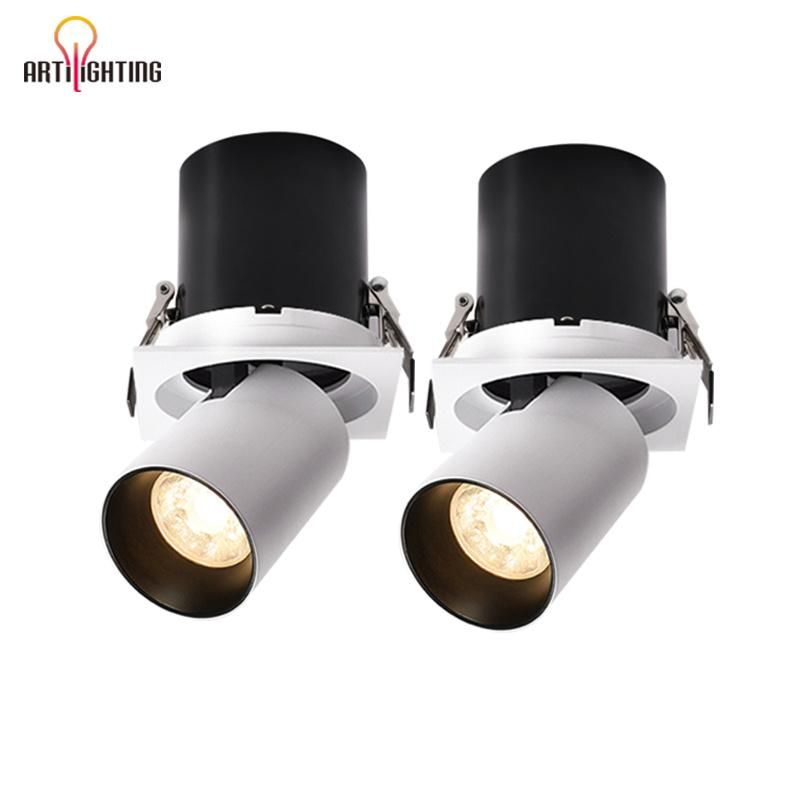 Double Head Spotlight LED Embedded Telescopic Stretch Adjustable Angle Antiglare Square Grille Spot Lighting