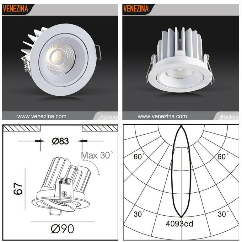 15W Cast Aluminum Adjustable COB LED Recessed Spot Light