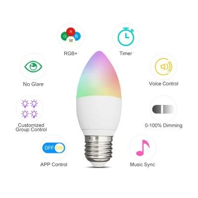 E12 E27 Base 5W C37 Smart LED Candle Bulb