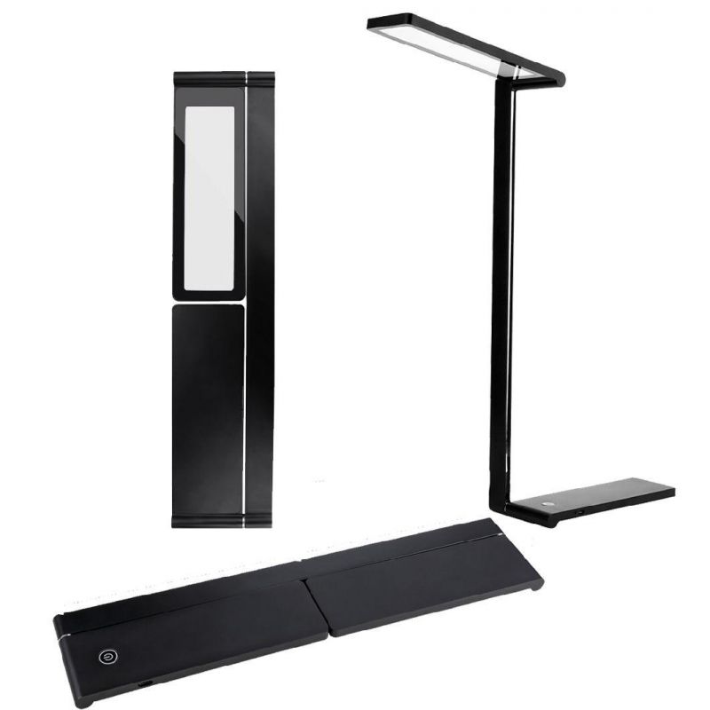 Zl-502, LED Desk Lamp, Full Spectrum, Touch All-Metal Folding Reading Lamp, with Memory Unlimited Dimming High Brightness 12W, High CRI 98, Black