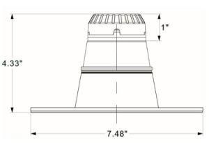 6 Inch 12/15W 120V Dimmable LED Down Light/Deep Baffle Retrofit Kit