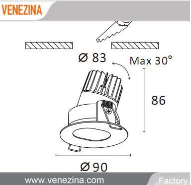 Manufacturer Pin - Hole IP44 Tiltable COB LED Spot Light Recessed LED Downlight