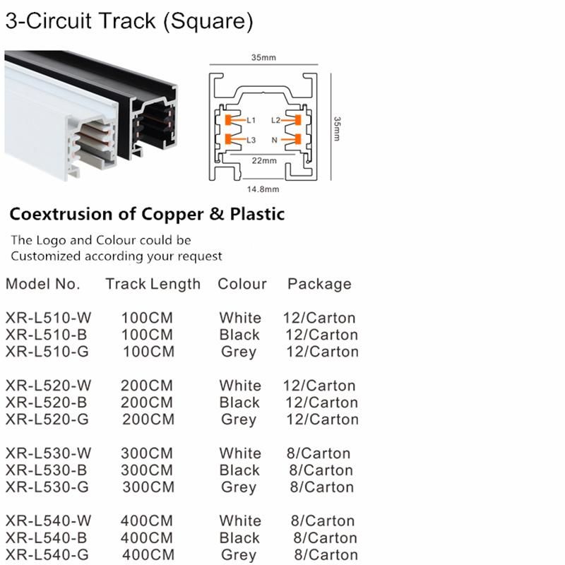 LED Adjustable Spotlight 3 Circuit 4 Wirre Surface Track