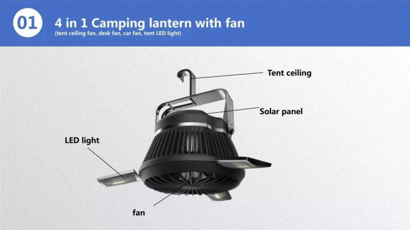 Outdoor Portable 4 in 1 Camping Fan with Lamp