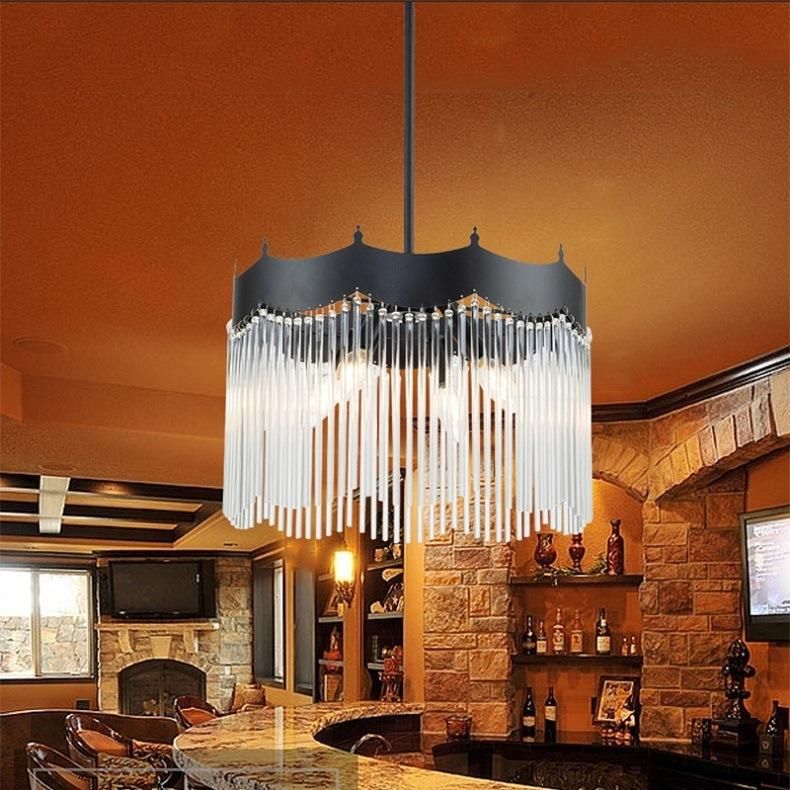 Luxury Crystal Chandelier Living Room Post-Modern Simple Atmosphere Dining Room Glass Rod Room Art Bedroom Nordic Lamps